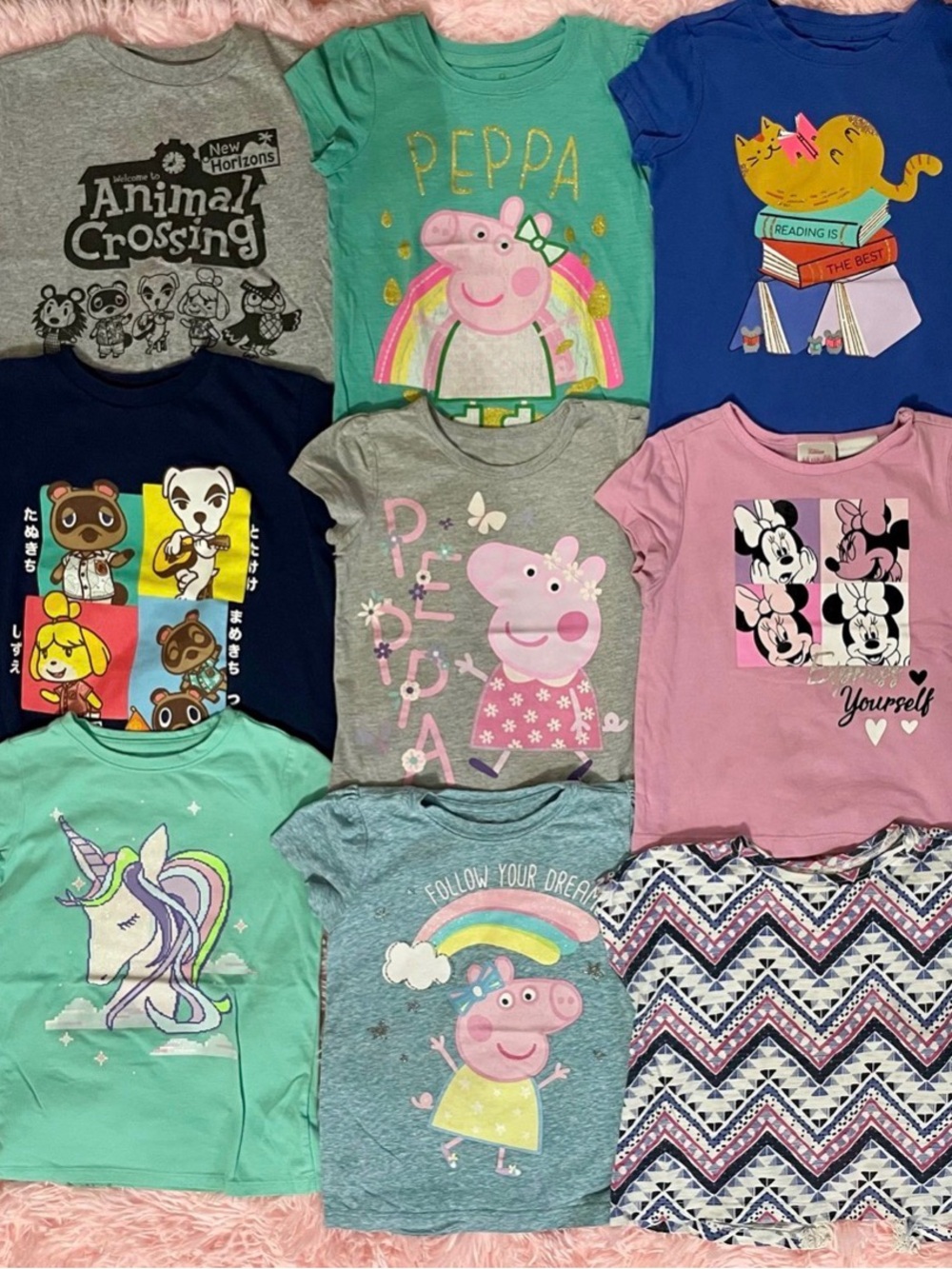 Girls 4T Short Sleeve Mix Tees – Pink, Aqua, Blue